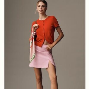 NWT Anthropologie Maeve Tailored Pink Mini Skirt Size 16